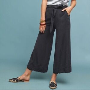 Cloth & Stone Black Wide-Leg Pants Cropped Pants, Raw Edge Hem Casual, Weekend M
